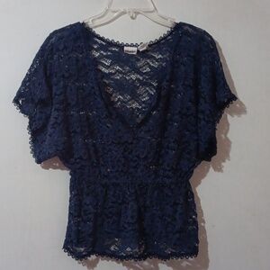MUDD mesh top navy blue size medium